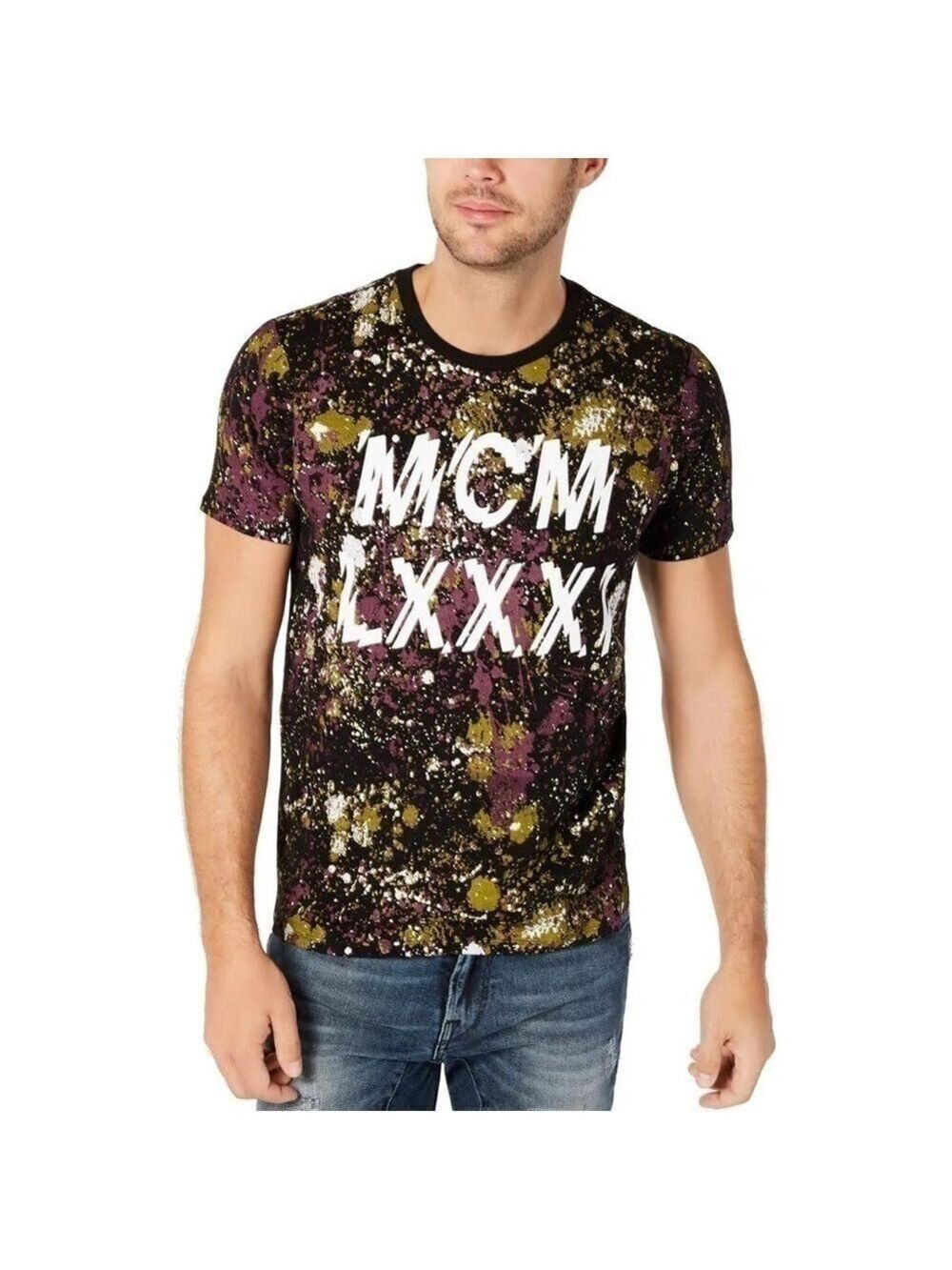 Guess Shirts Guess Basic Graffiti Drop T Shirt Crew Neck